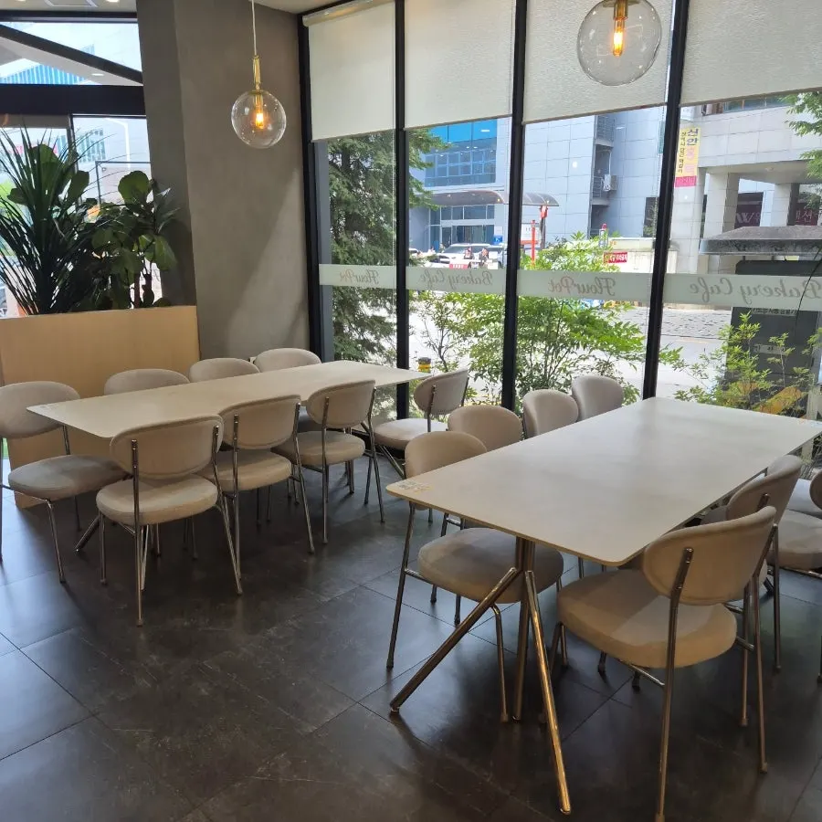 Interior of the café with lap blankets ready