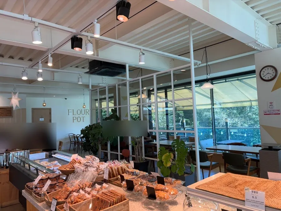 1st floor interior of Flowerpot Cafe with folding doors open
