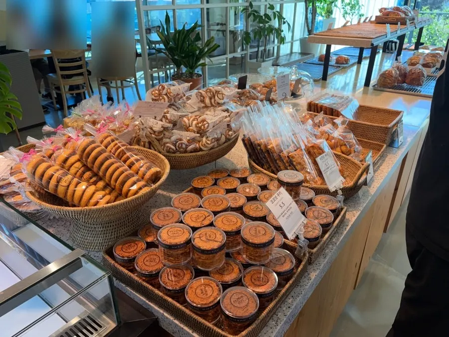 Assorted breads on display