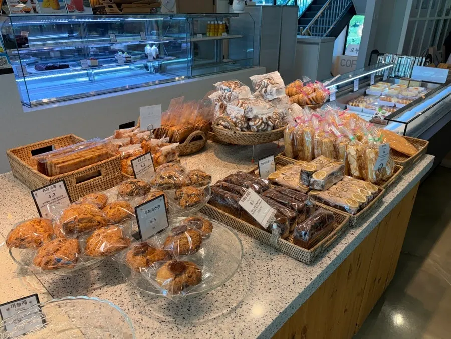 Cookies and baked snacks on display