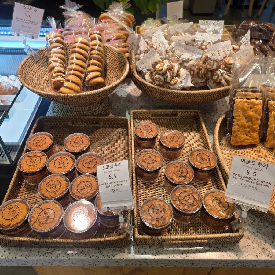 Assortment of bread at Flowerpot Cafe's bakery corner