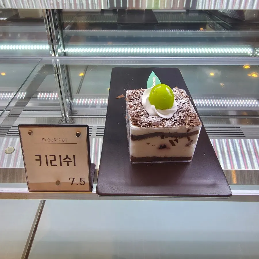 Desserts in the second-floor bakery showcase