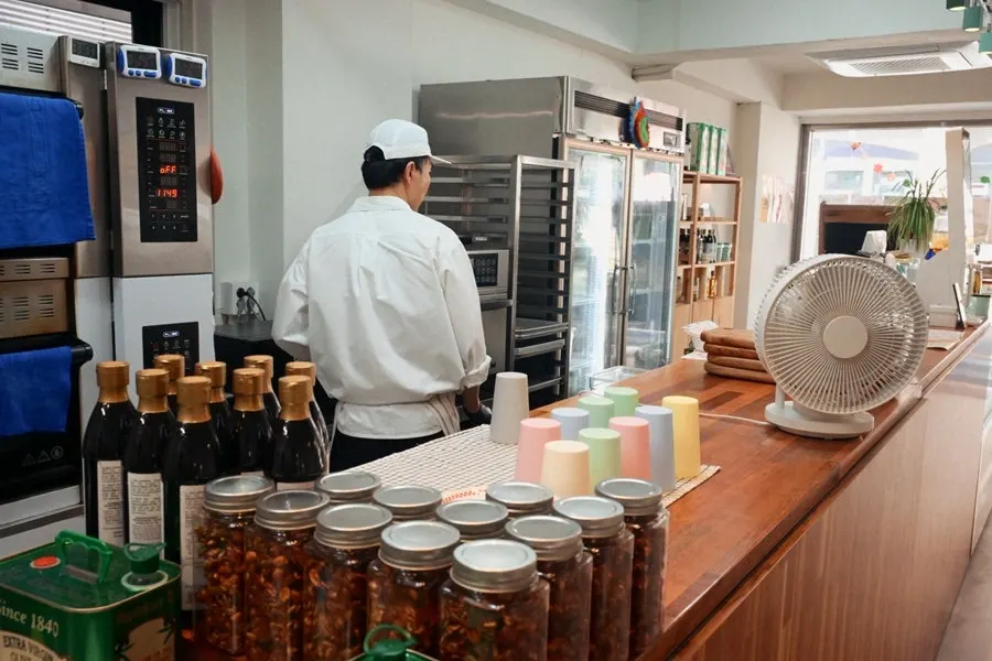 Clean interior filled with customers