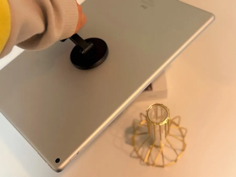 MagSafe stand holding an iPad in place