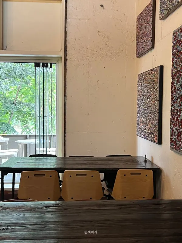 Terrace seats with a green view