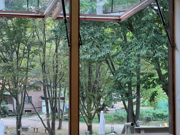 Various seating options in the spacious café interior
