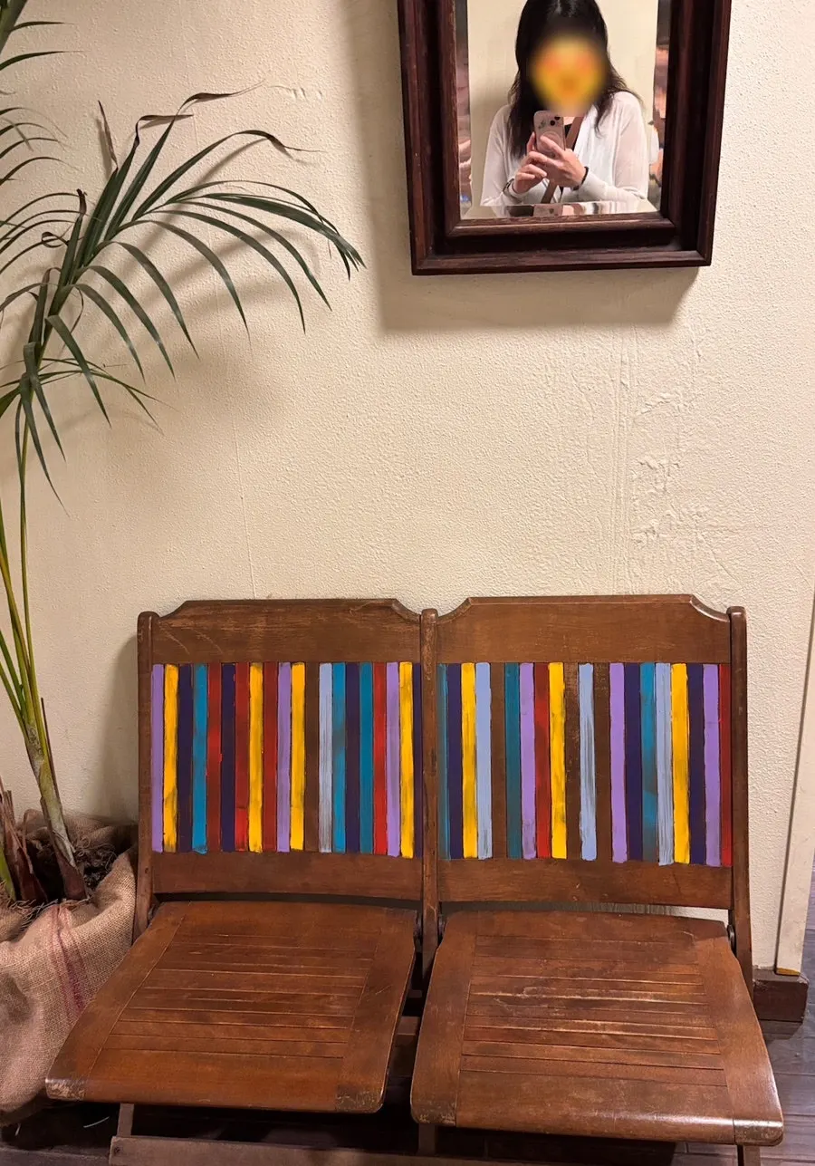 Café seating decorated in a different style