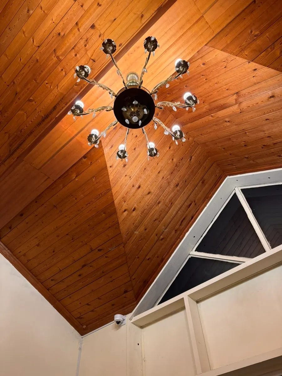 Interior lighting at the café at night