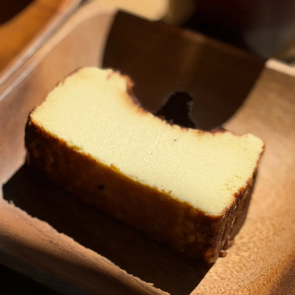 A slice of Earl Grey Basque cheesecake