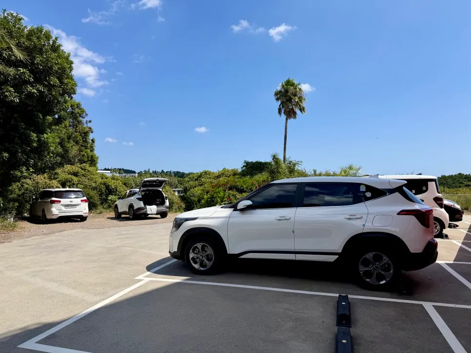 Forest Jeongbang's spacious dedicated parking lot next to the café