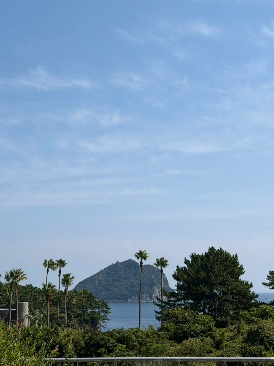 View of the Seogwipo sea before entering the café