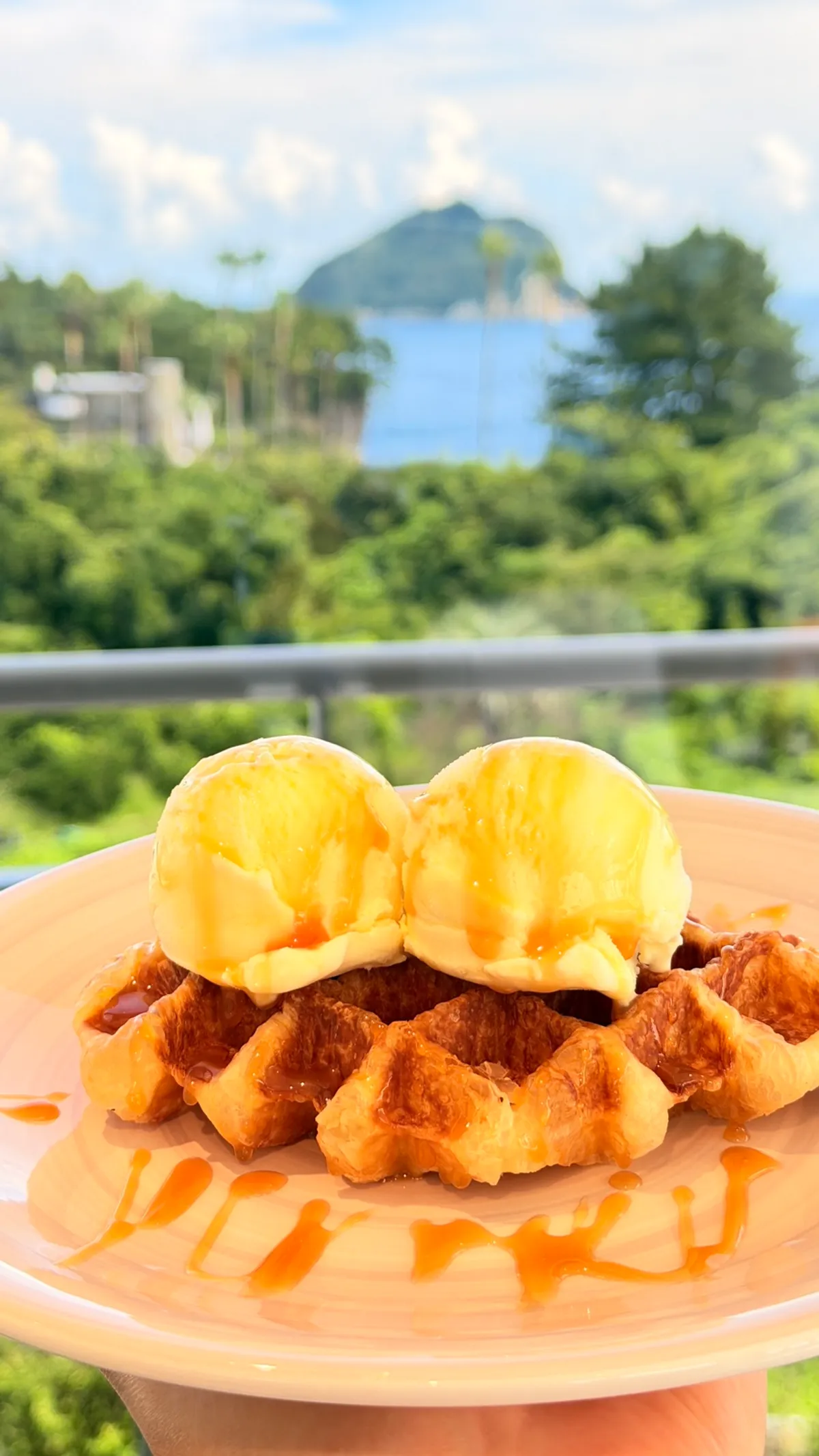 Ocean view scenery at Forest Jeongbang café in Seogwipo