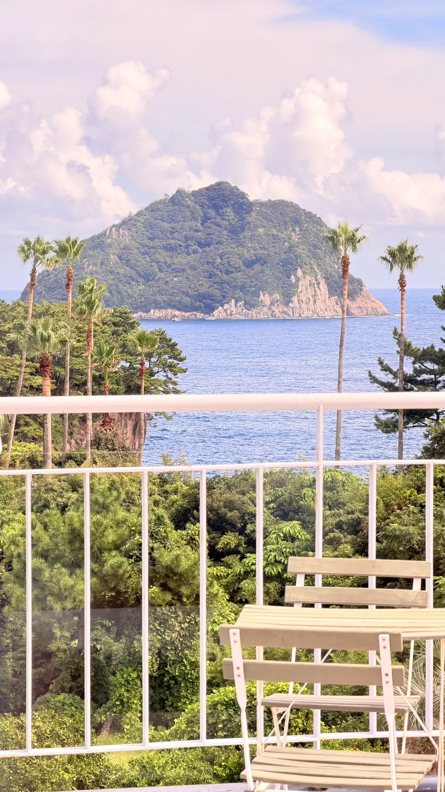 Sea view from the café near Jeongbang Waterfall