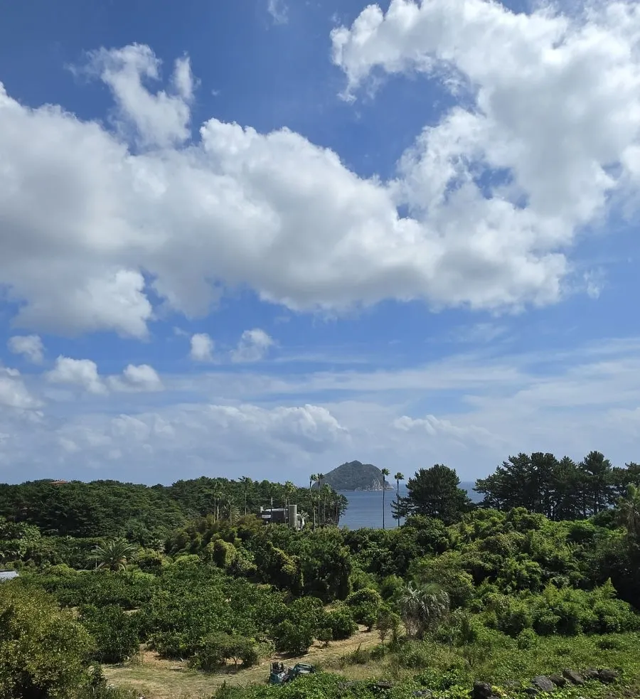 Munseom island and the sea seen from the rooftop terrace