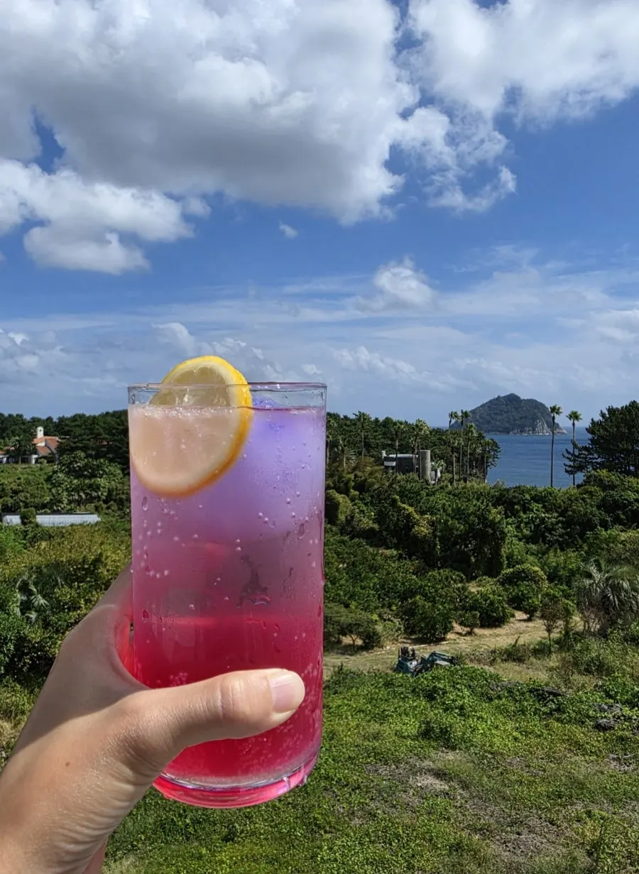 Pink Jeju Aurora ade with purple ice