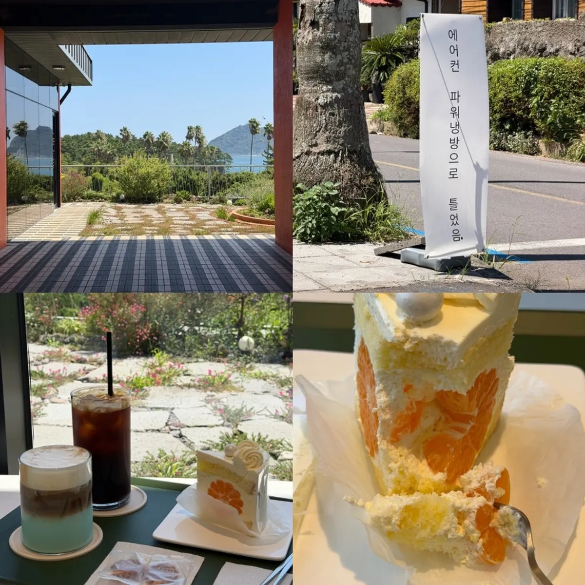 Drinks and dessert at a window seat in Forest Jeongbang