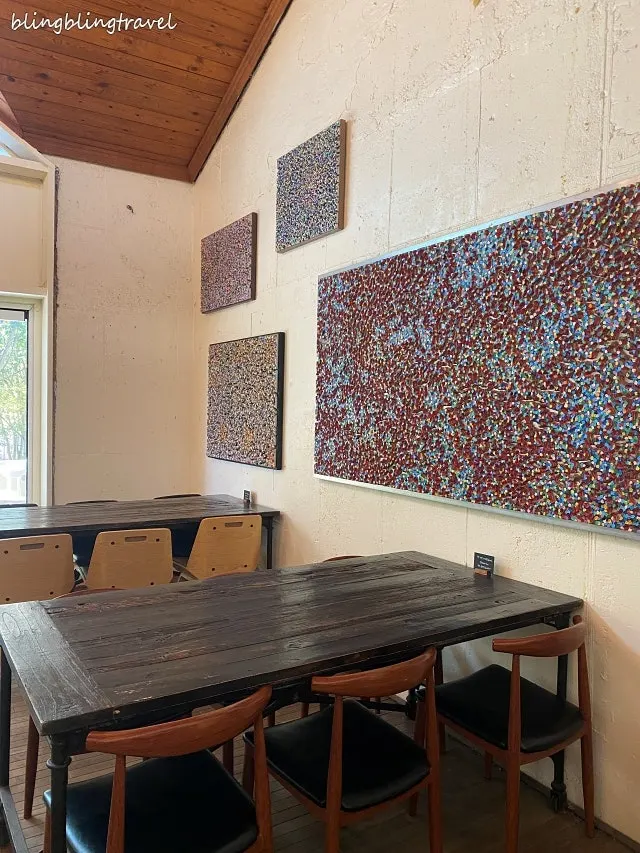 Interior space at Forerest with paintings and plants