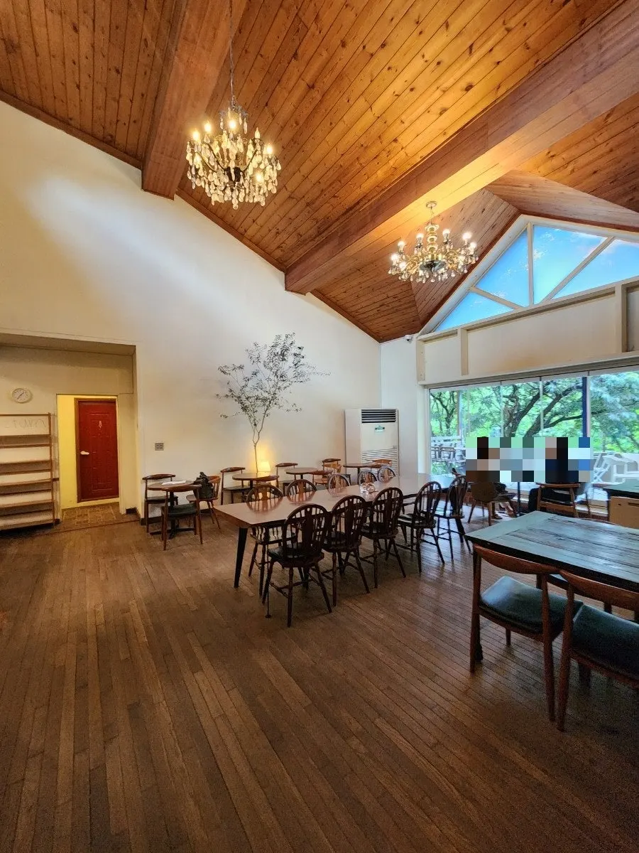 Warm, cozy café entrance