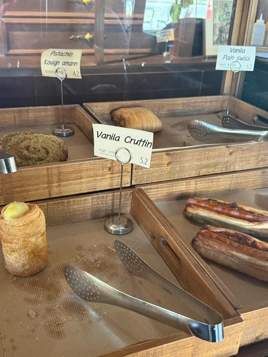Desserts neatly arranged in the showcase