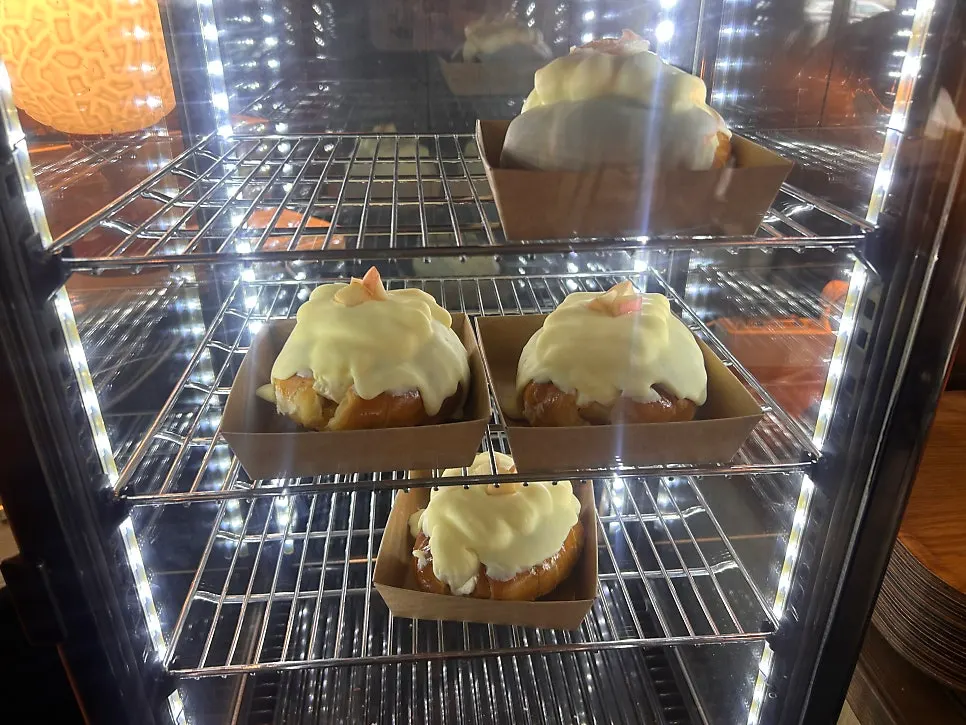 Salt bread bakery display case at Frank Coffee Bar