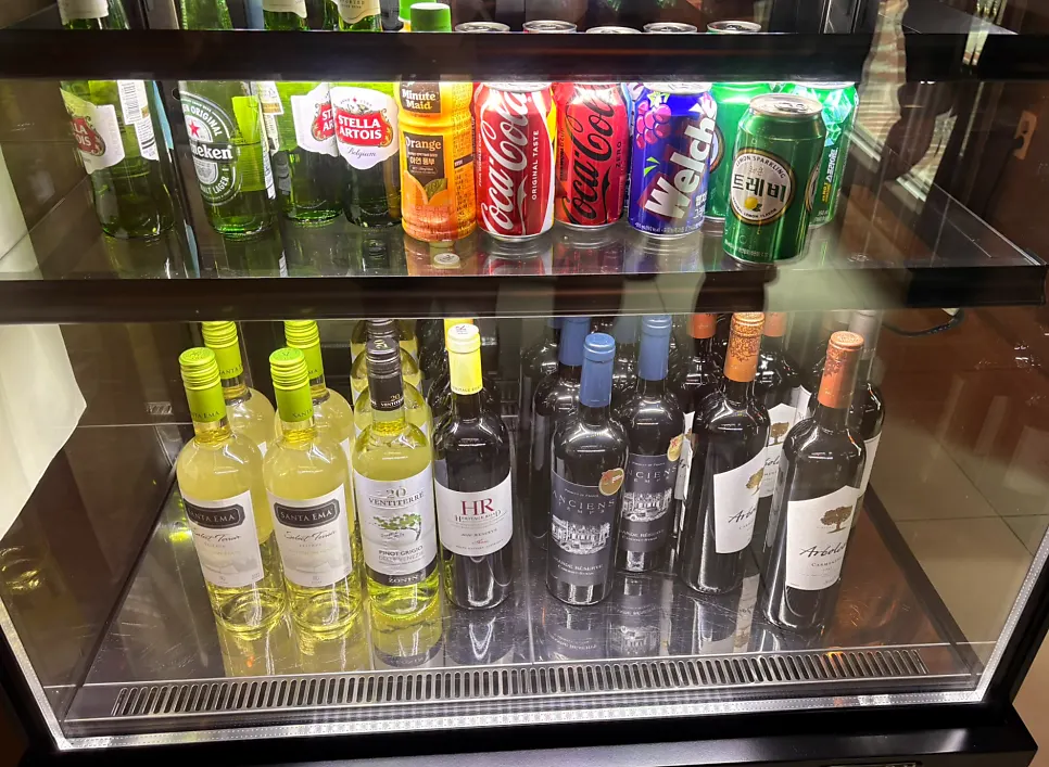 Wine and drinks on display at the entrance