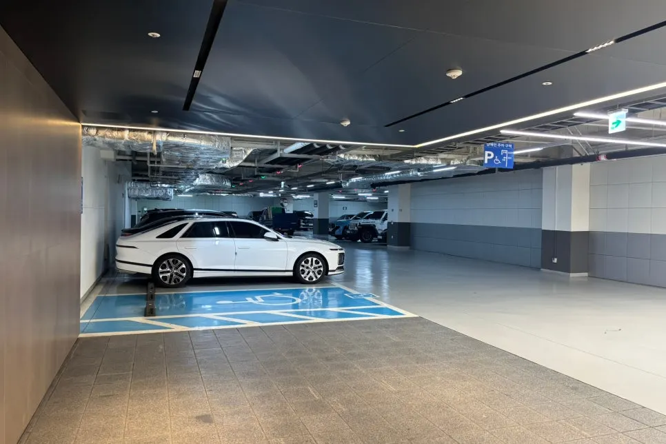 Entrance to the underground parking lot of the building housing Pyu Euljiro