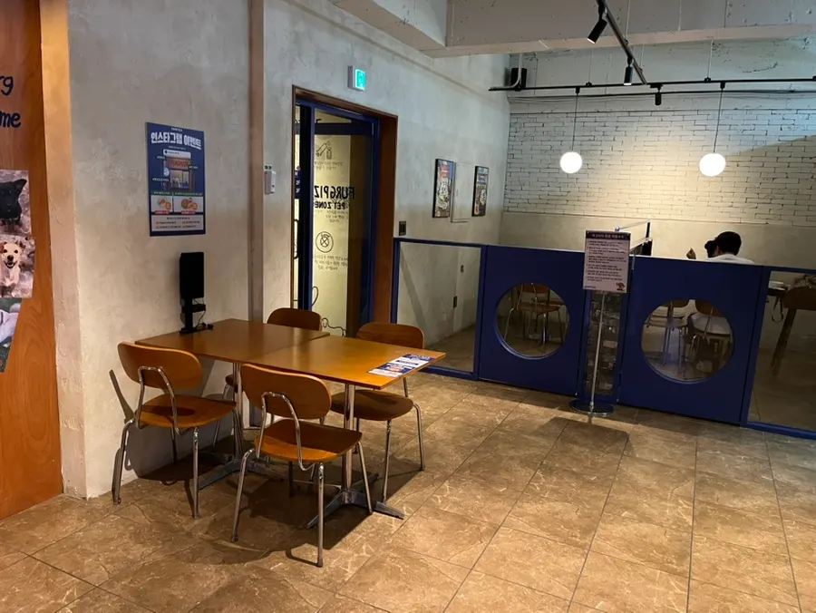 A corner of the store set up as a pet photo zone