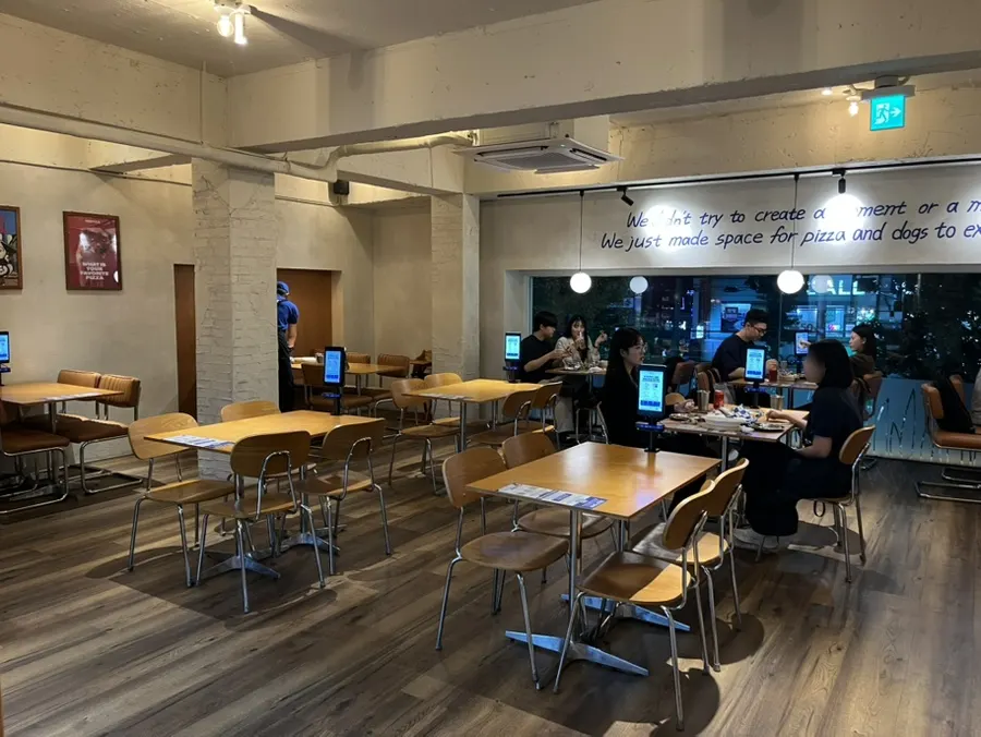 The hip atmosphere of the main dining hall