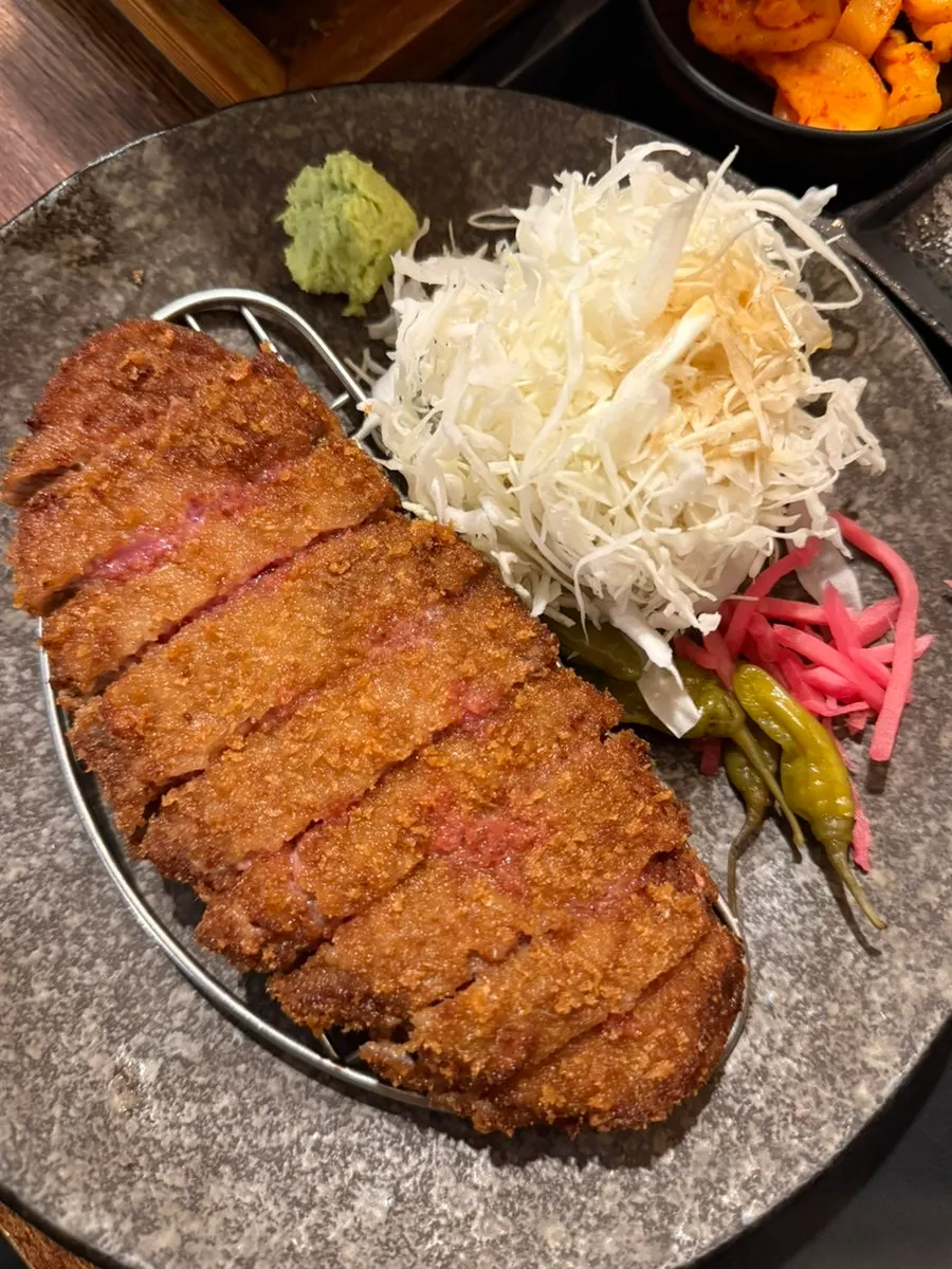 Gyukatsu set served with rice and side dishes