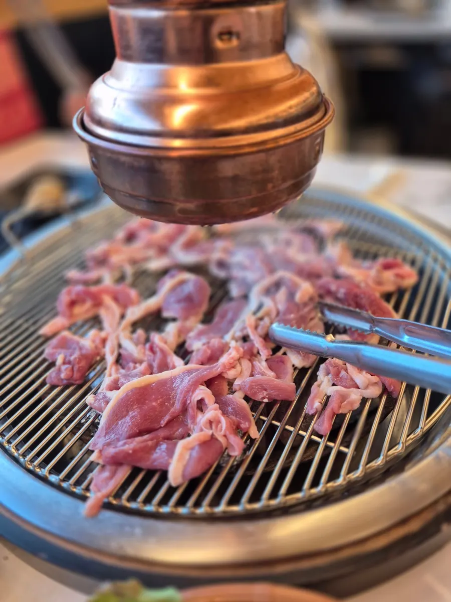 Surface of the raw duck turning golden brown