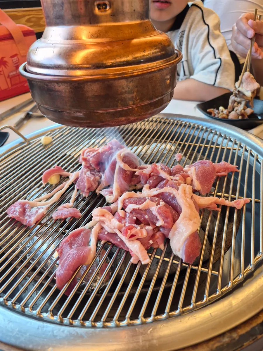 Grilled raw duck served together with seaweed soup
