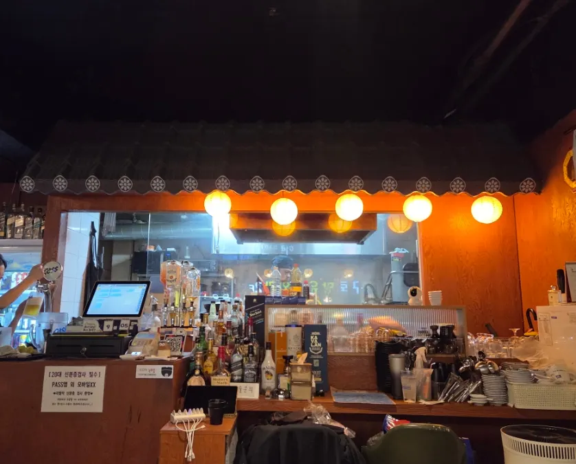 Table seated right in front of the counter