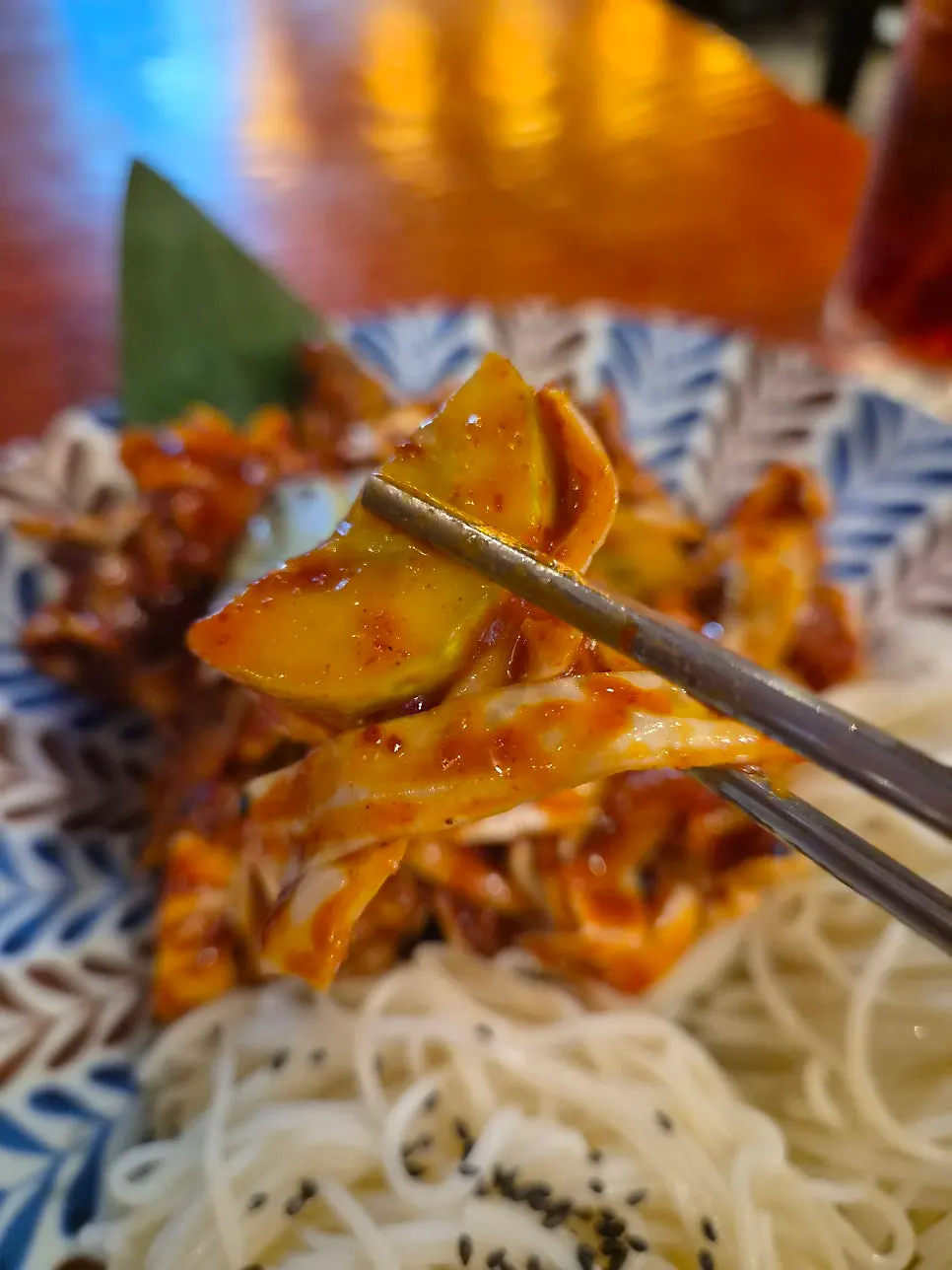 Whelk somyeon with spicy seasoning