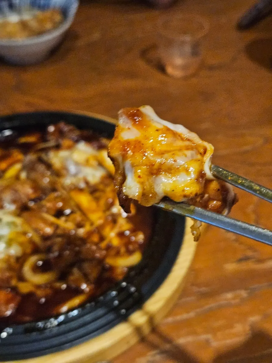 Donkatsu kimchi stew and cheese buldak together