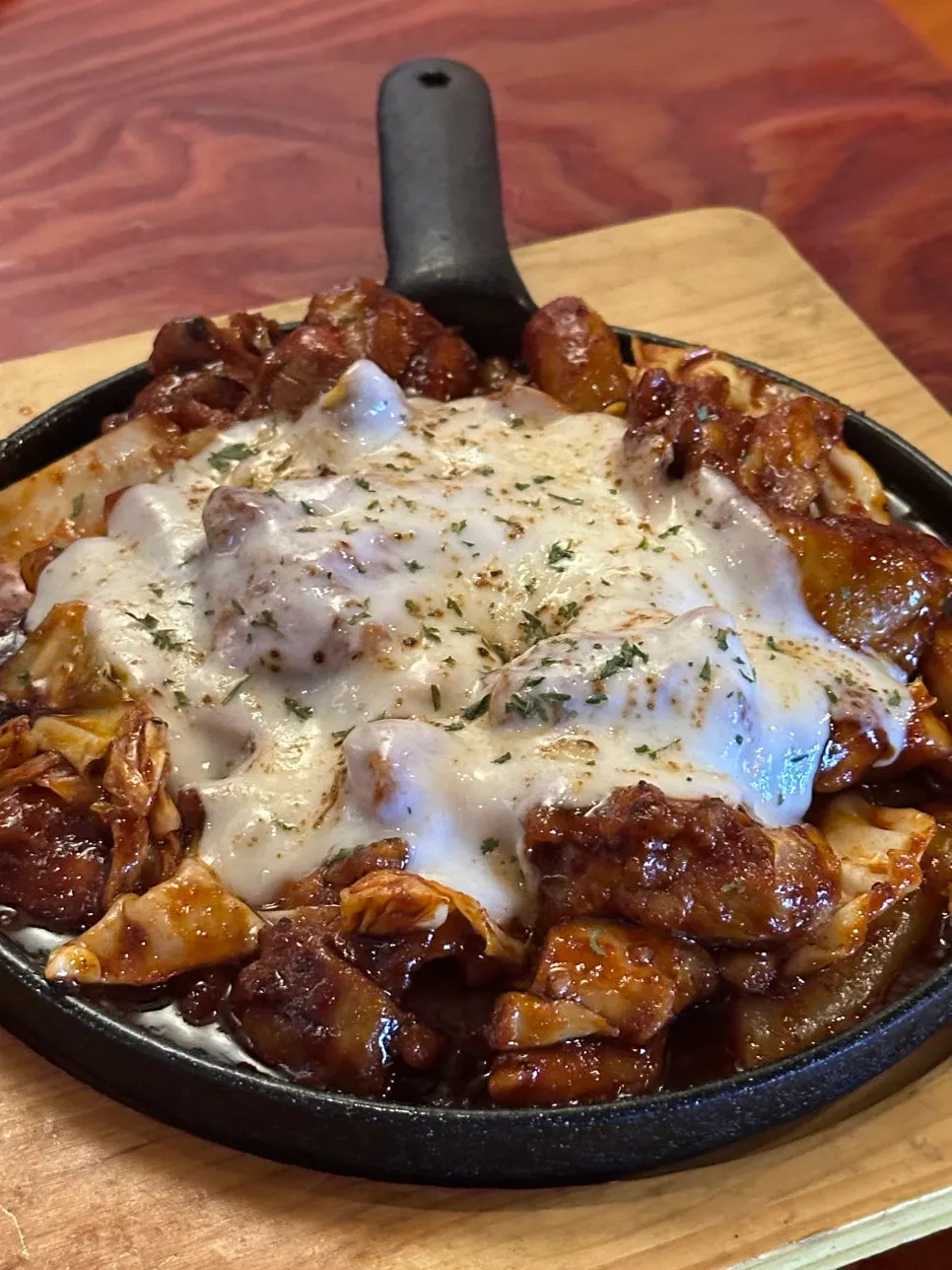 Fire-grilled cheese buldak piled high with cheese