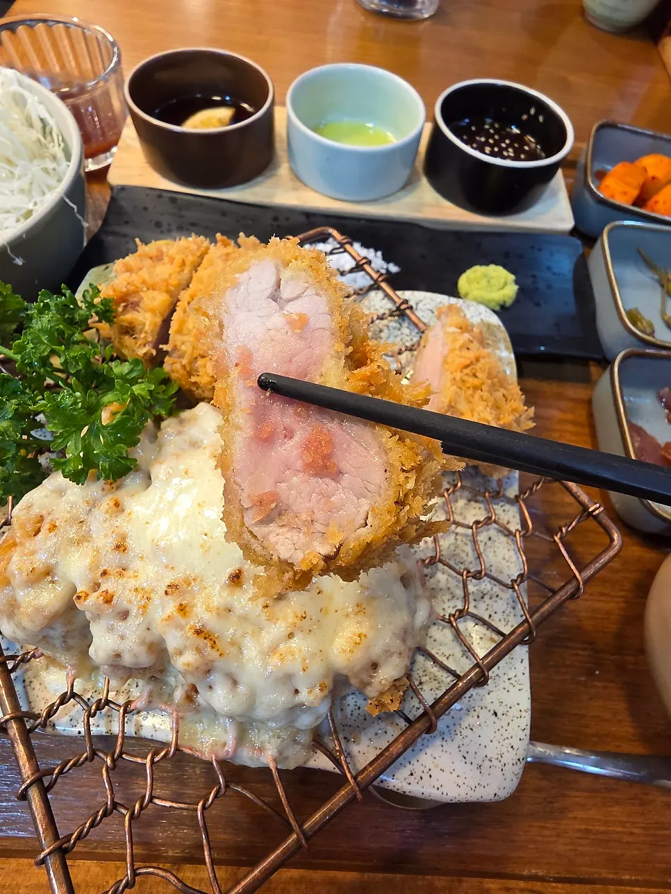 Tonkatsu paired with cold momil