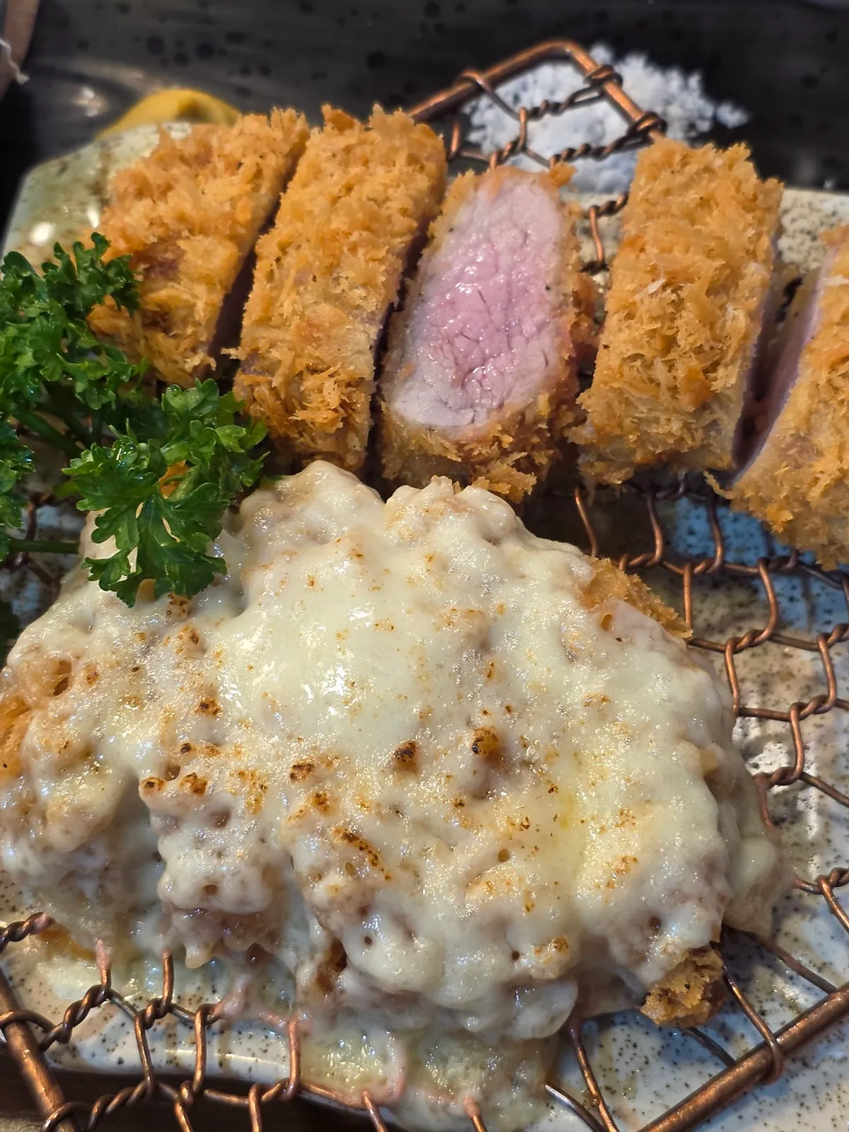 Thick cross-section of Riae Japanese-style tonkatsu