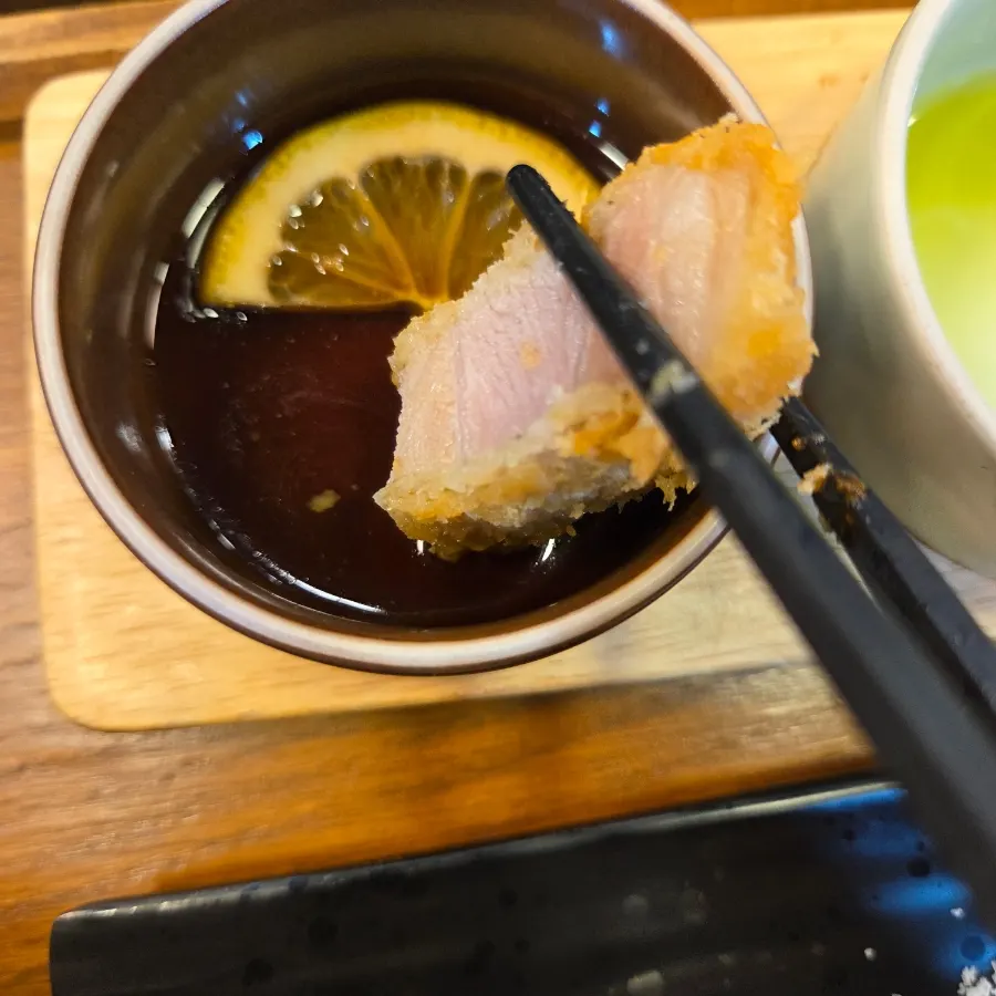 Tonkatsu eaten with salt