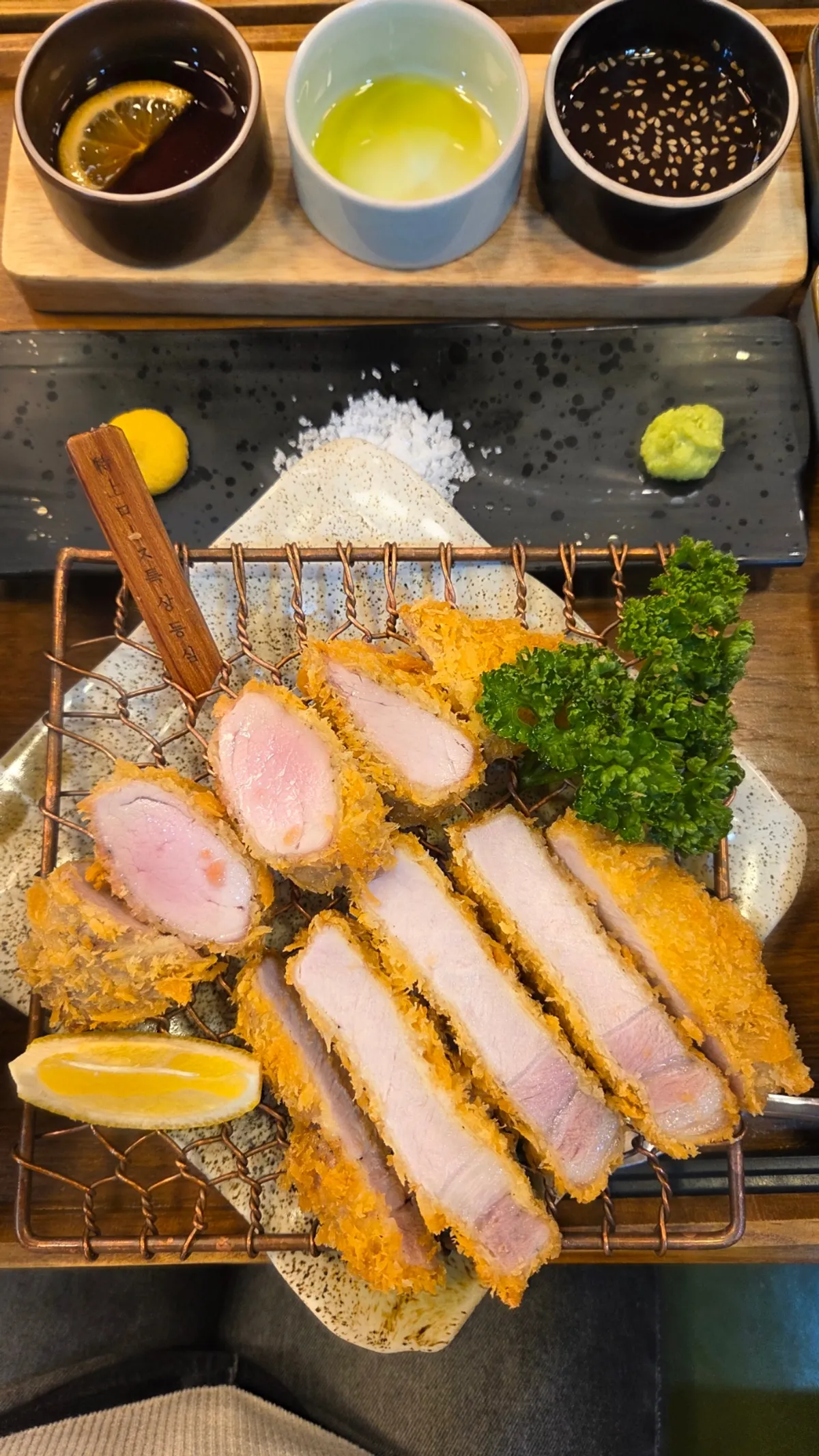 Riae tonkatsu table setting with side dishes