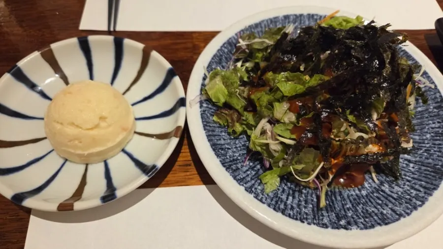 Warm soup in the sashimi course