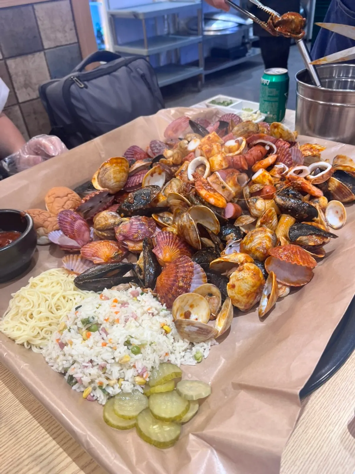Seafood tossed in special seasoning for the seafood boiling