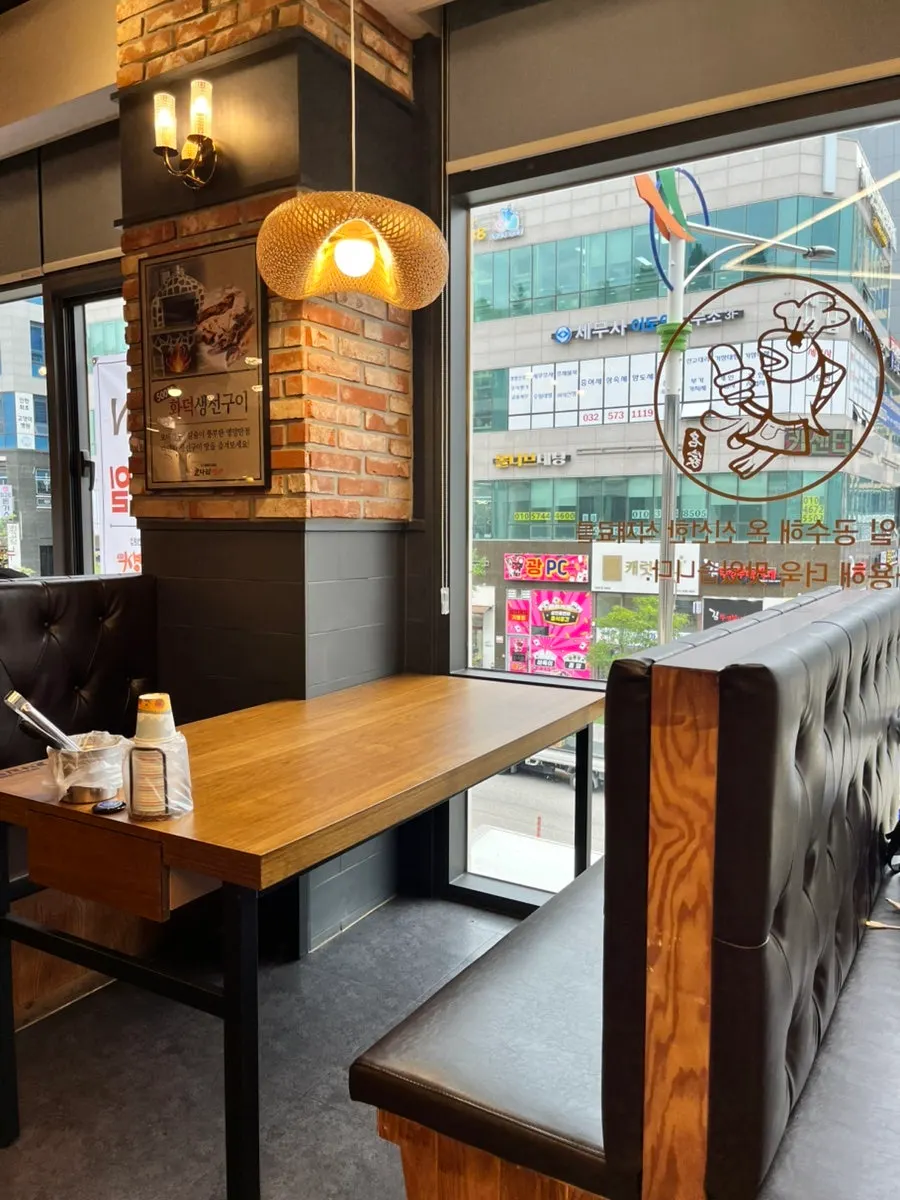 Aisle and table layout inside the restaurant