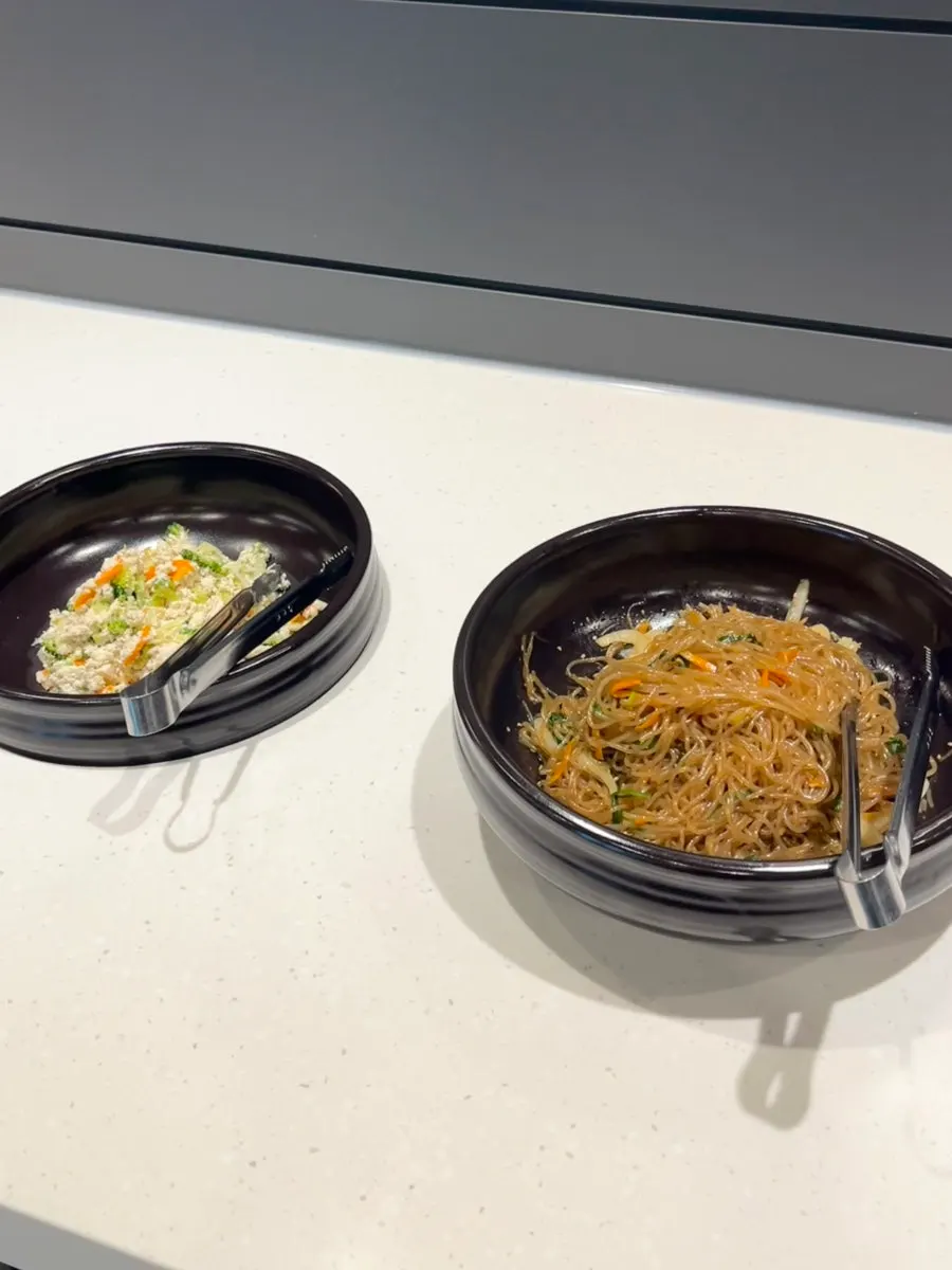 Seasoned lotus root with black sesame and wasabi kimchi