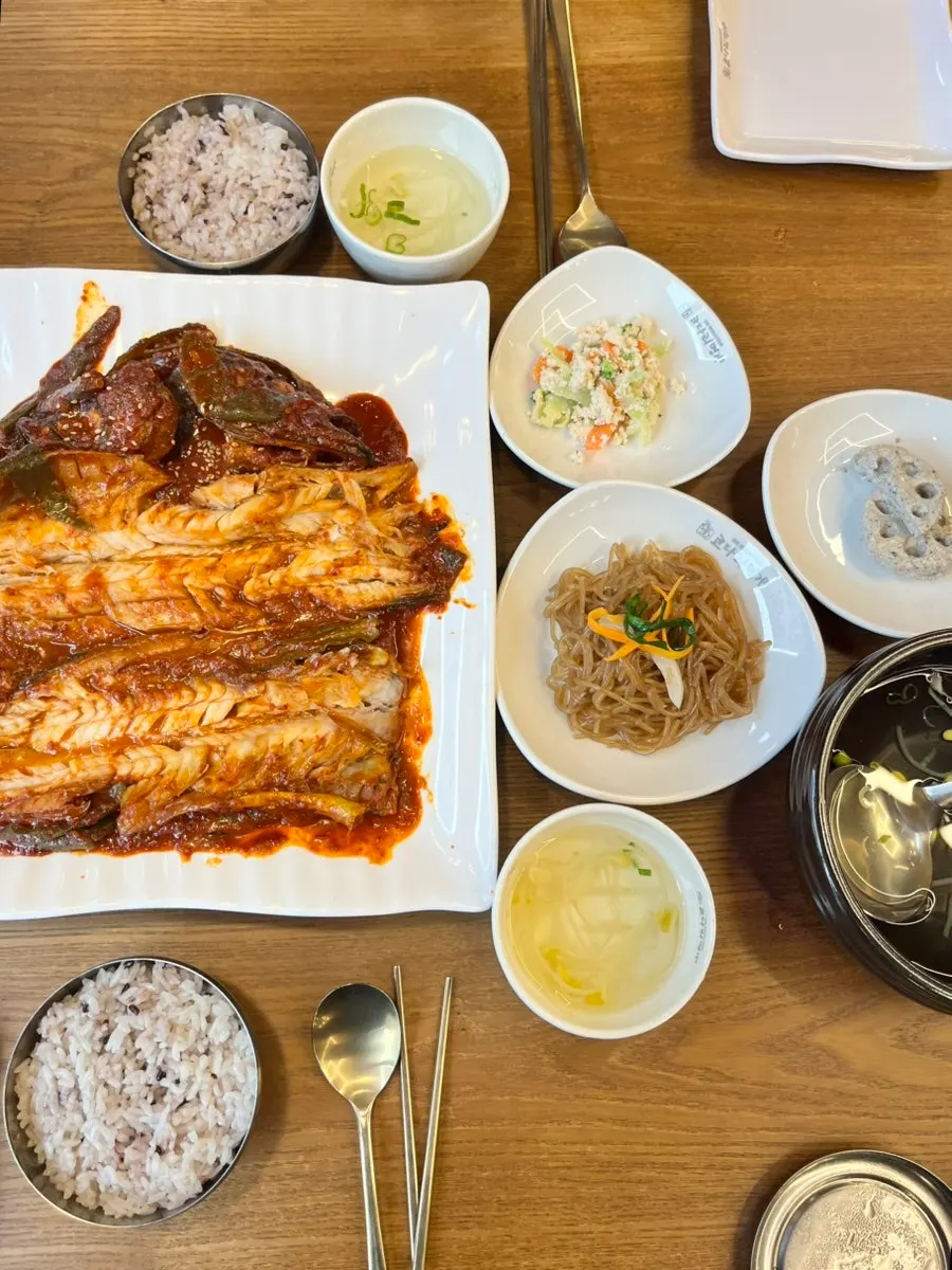 Close-up of the spicy-sauced kodari-jjim