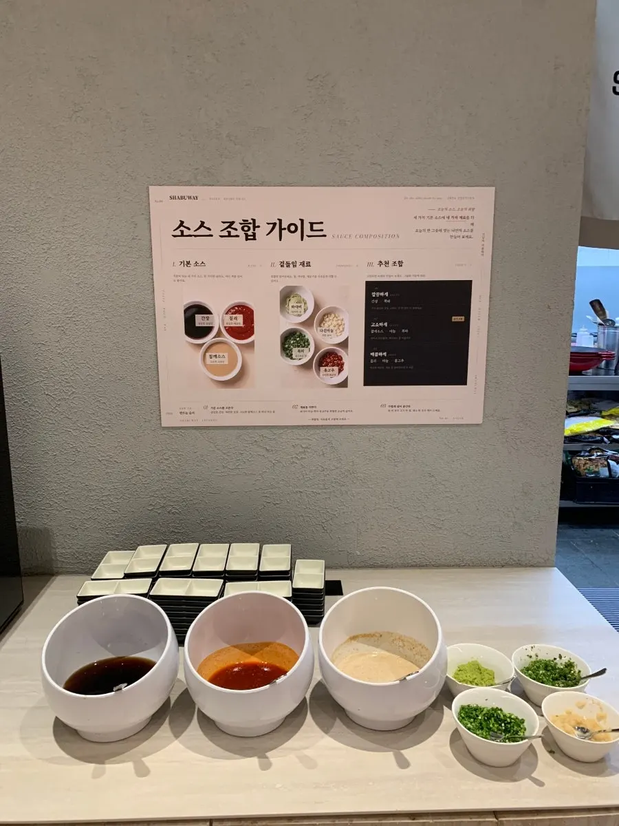 Fresh vegetables at the shabu-shabu self-serve bar