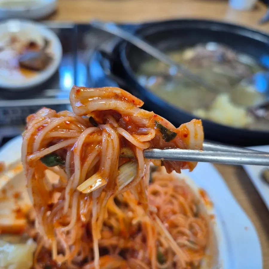 한 젓가락 들어올린 비빔국수