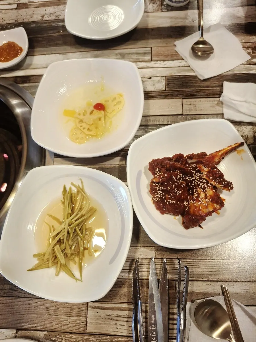 Basic side dish spread on the table