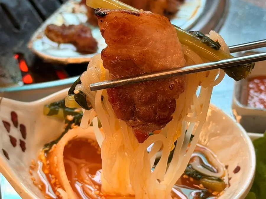 Cool yeolmu kimchi noodle soup