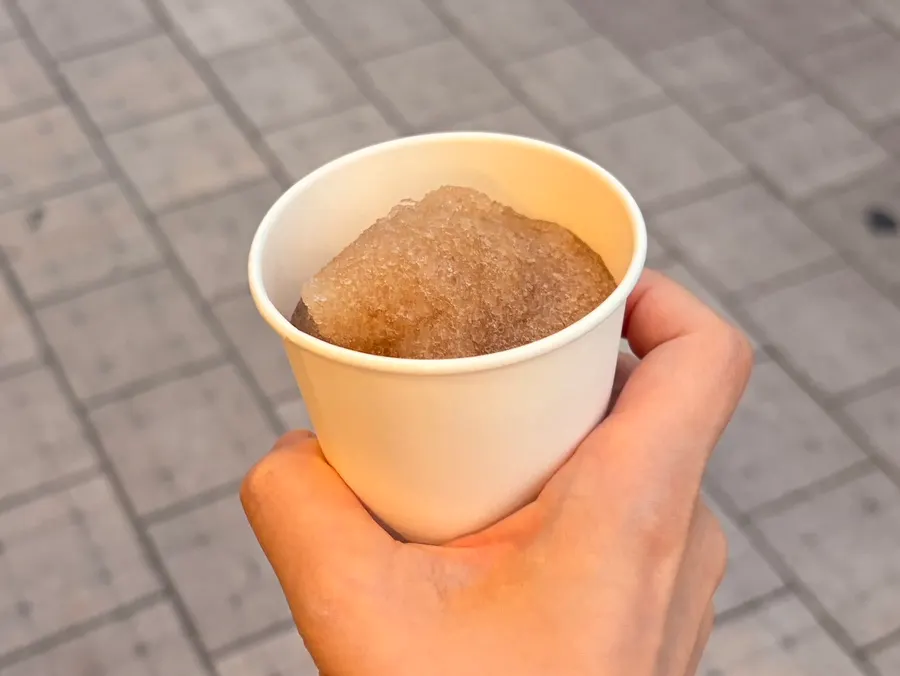 A glass of plum slushie after the meal
