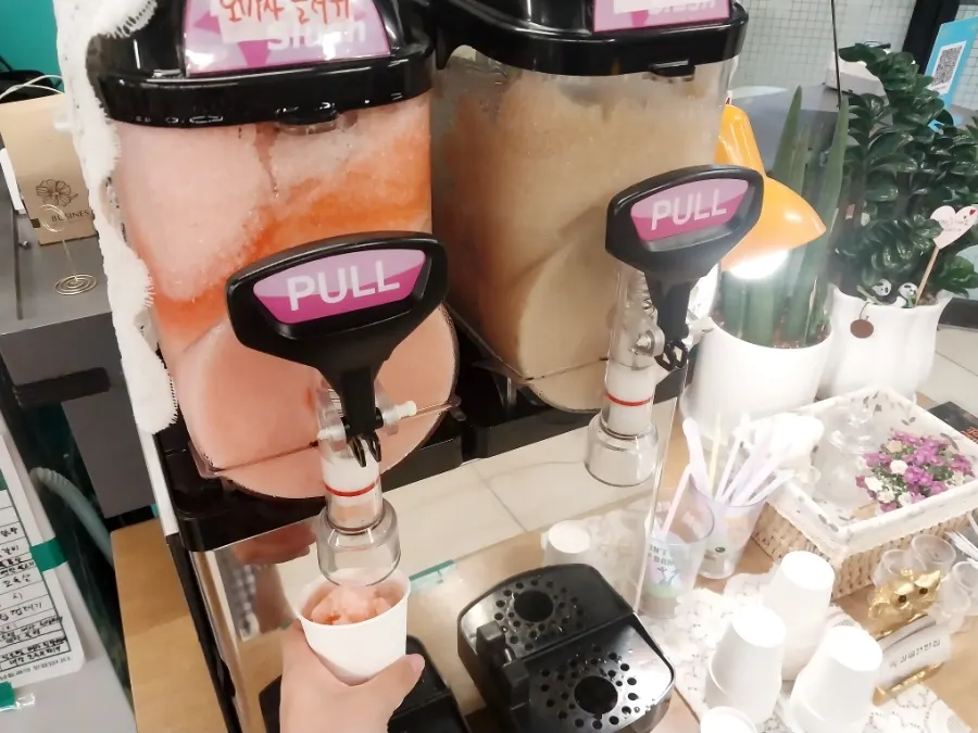 Omija slush and plum slush served for dessert